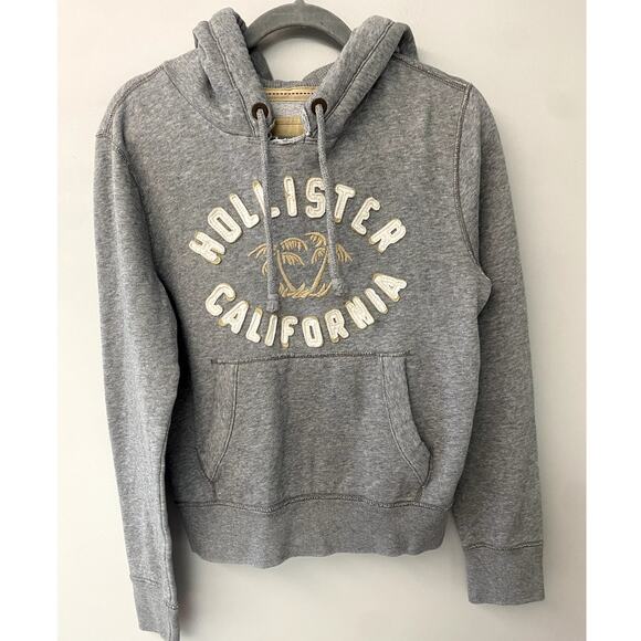 Y2K Hollister Heather Gray Soft & Thick Branded Logo Letter Hoodie S - Picture 1 of 10